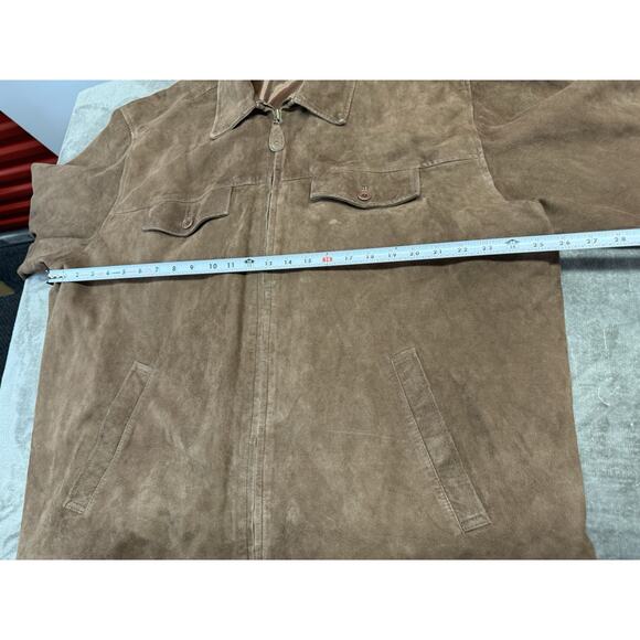 L.L.Bean Men’s 2XL Goat’s Yute Suede Leather Jacket Brown Full Zip Coat - Picture 10 of 13